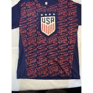 USA Soccer Graphic T Shirt Youth XL 18/20 Blue Red Shield Logo